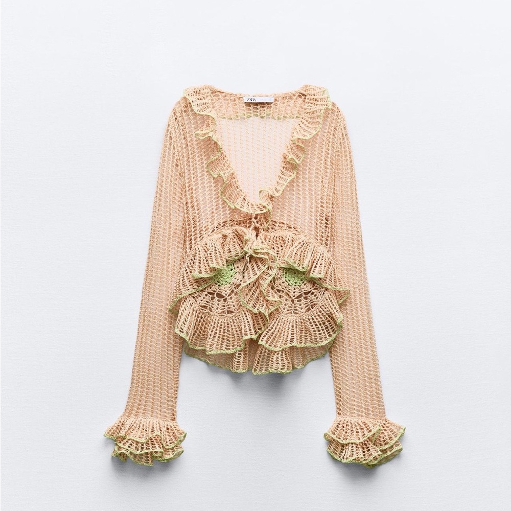 Zara Tan Crochet Knitwear